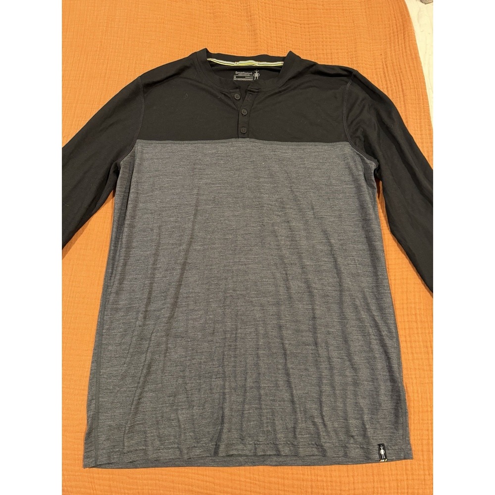 Smartwool Men's Long Sleeve Henley Medium Black And Gray